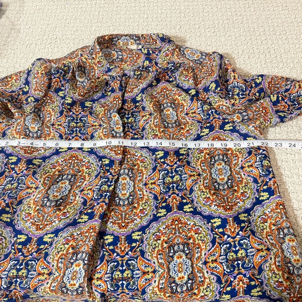 Antalia Femme Elegant Paisley Women's Blouse - Blue and Orange - Picture 4 of 7